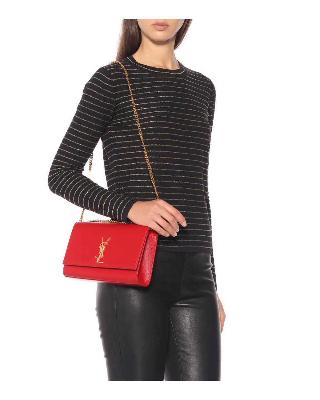 kompensere Fysik Litterær kunst Saint Laurent Medium Kate Leather Shoulder Bag in Red | Lyst