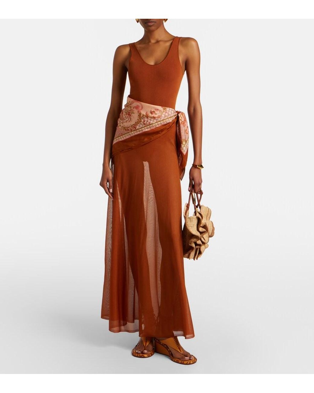 Abito Lungo Aster Con Foulard di Zimmermann in Brown