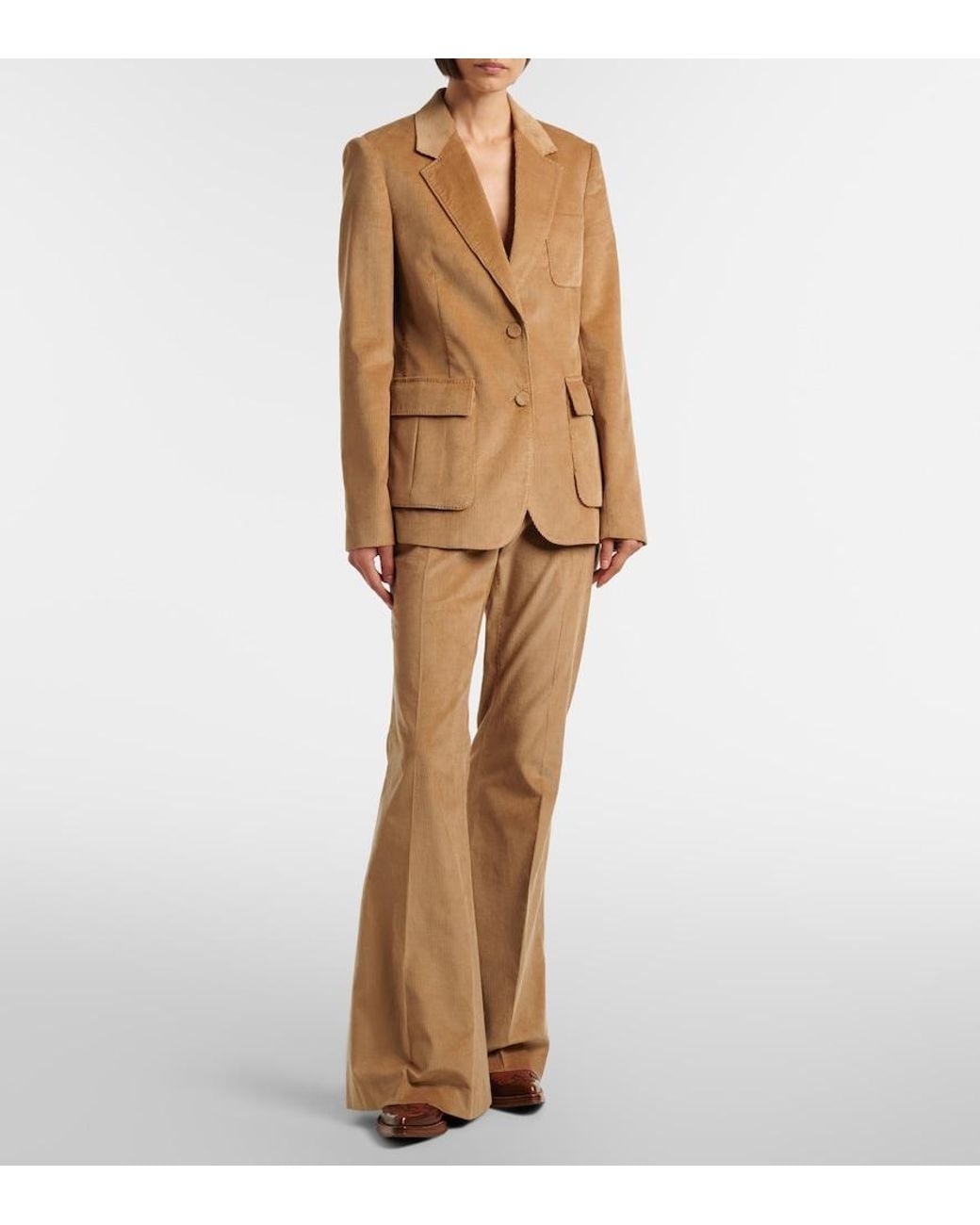 Gabriela Hearst Natural Ianthe Cotton Corduroy Flared Pants
