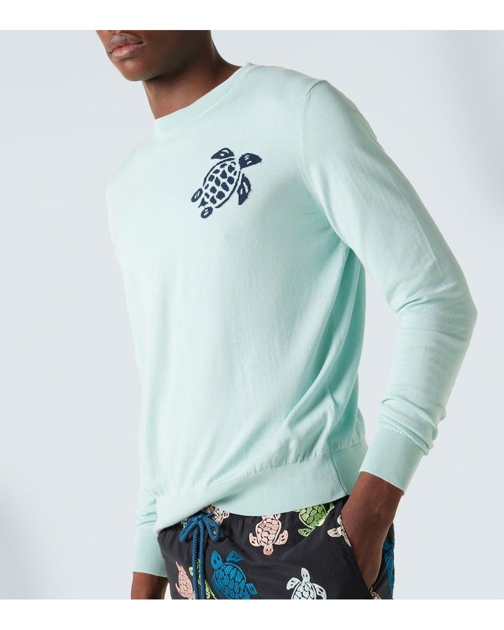 Vilebrequin Blue Jacquard Cotton Sweater for men