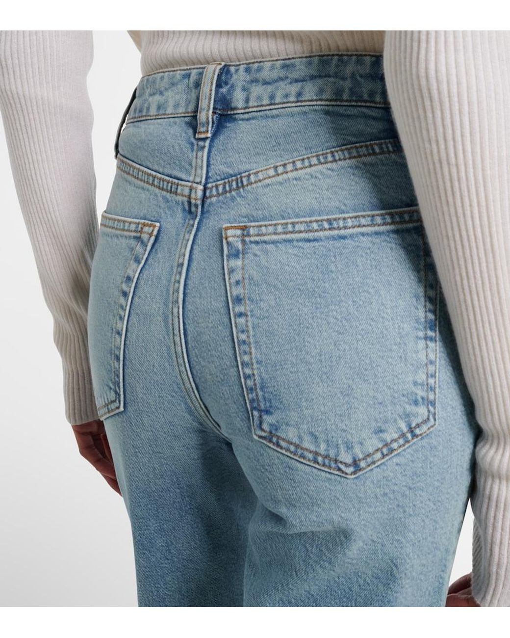 FRAME Blue Arrow High-Rise Bootcut Jeans
