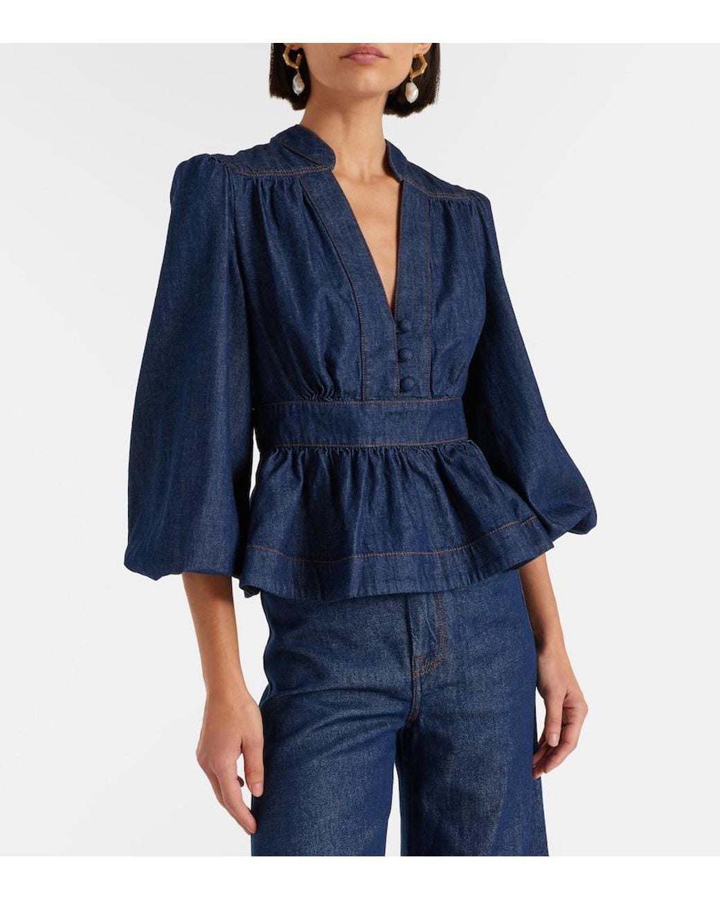 Zimmermann Blue Awaken Denim Blouse