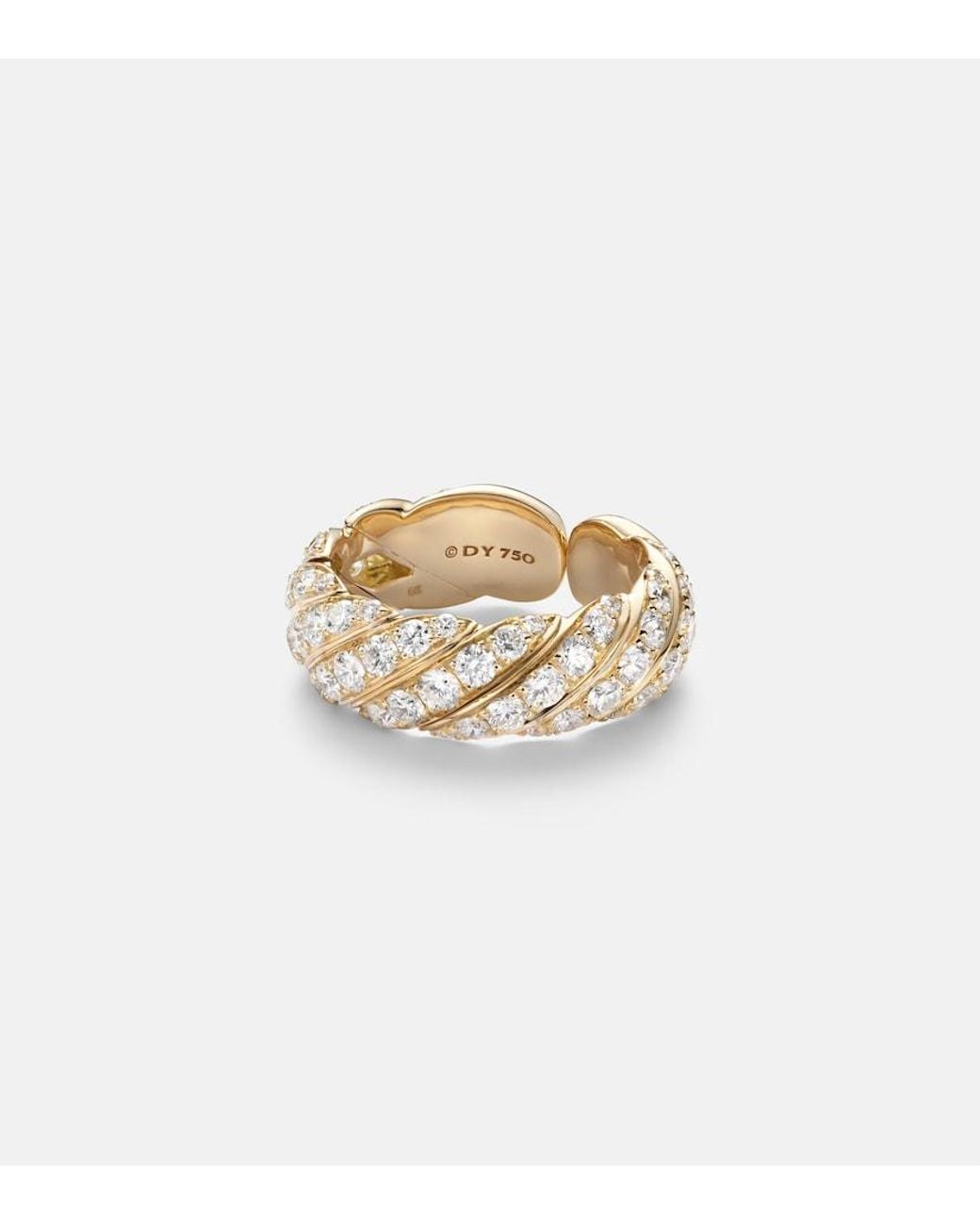 David Yurman White Sculpted Cable Flex 18Kt Ring With Diamonds