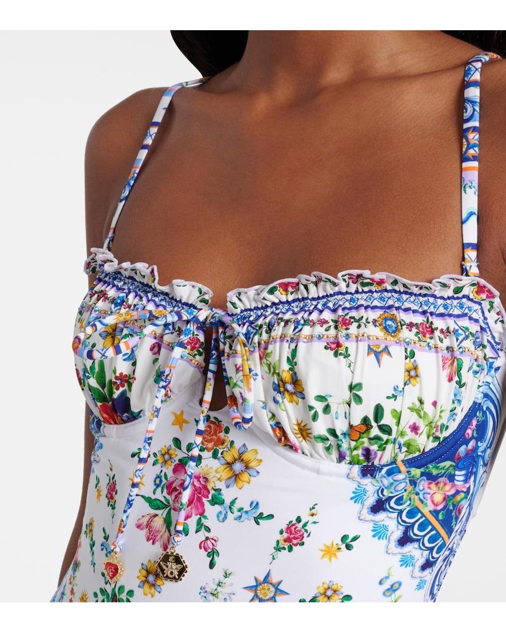 Camilla Blue Embellished Printed Swimsuit