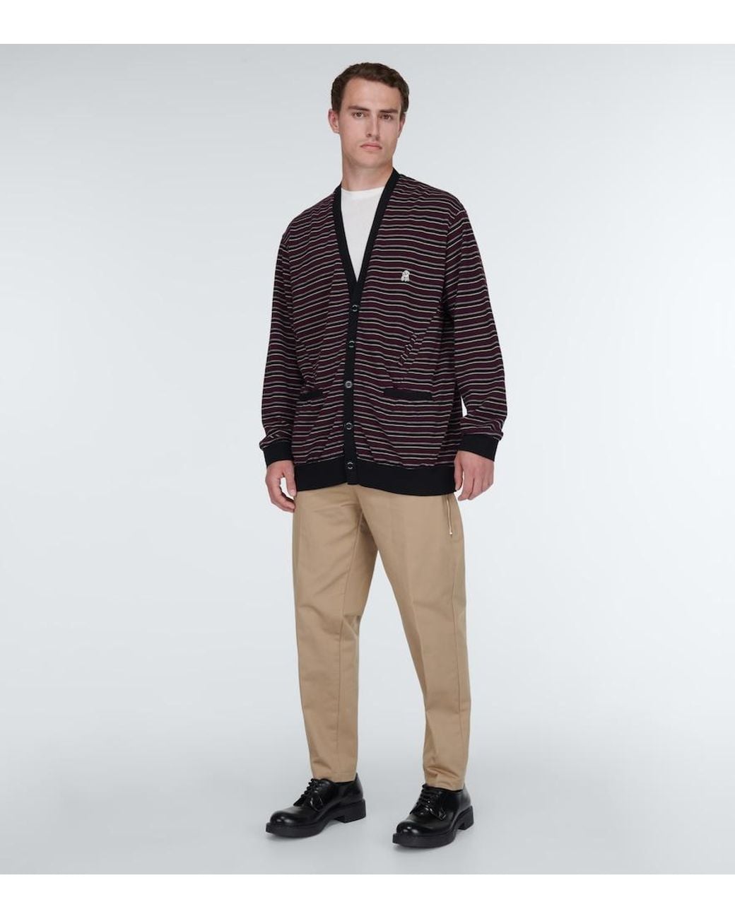 Undercover Blue Striped Cotton Cardigan for men