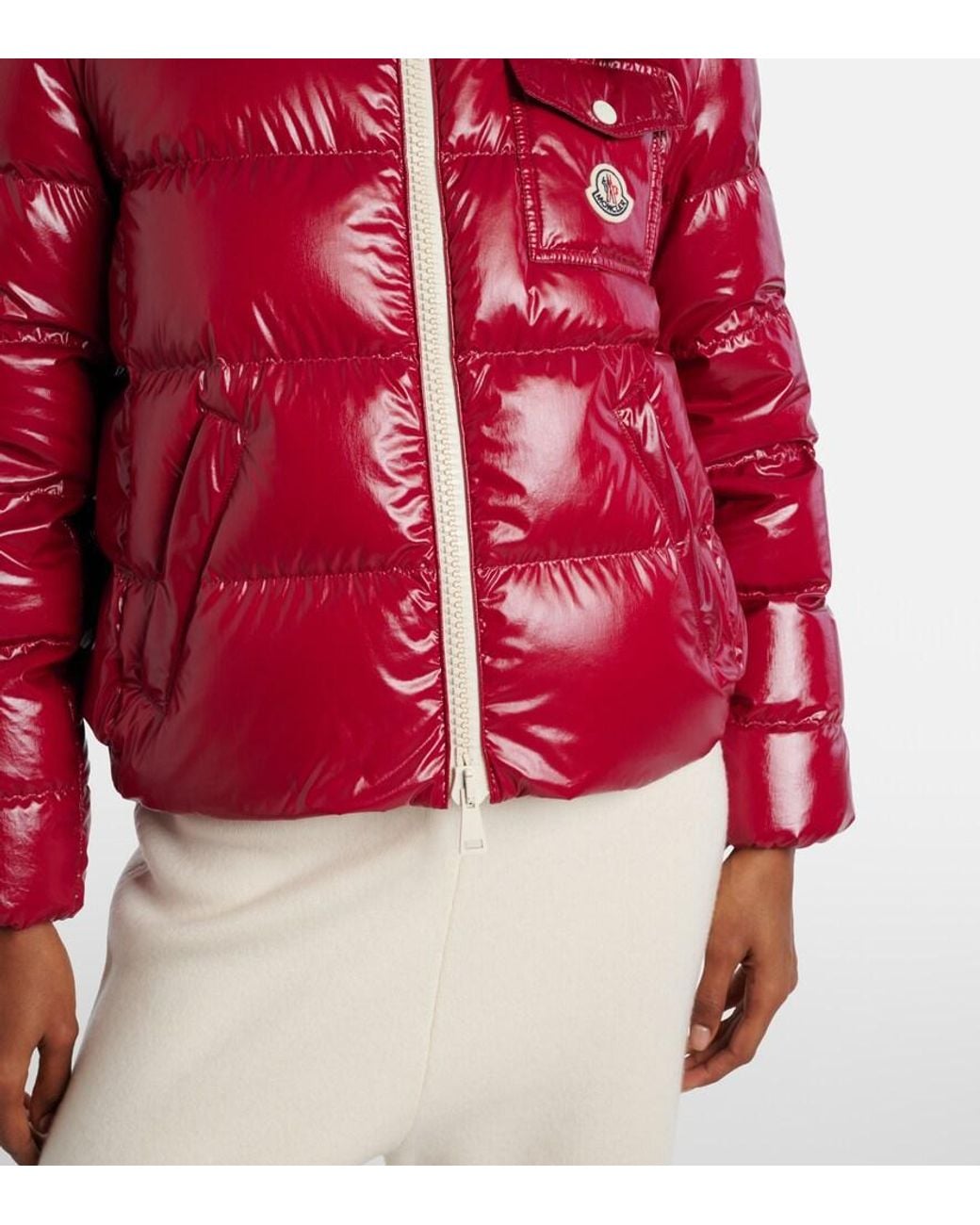 Moncler Red Andro Hooded Down Jacket