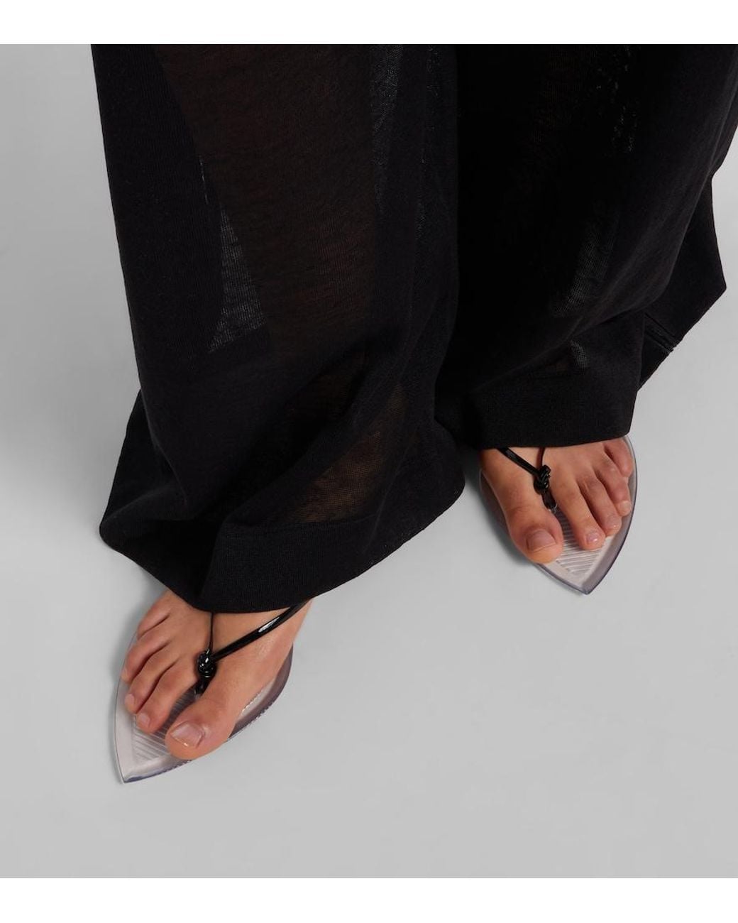 Alaïa White Invisible Leather Thong Sandals