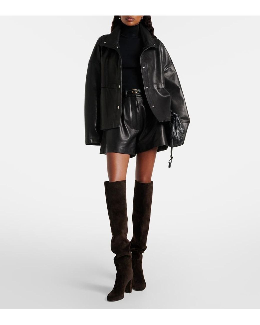 Nour Hammour Black Park Leather Jacket