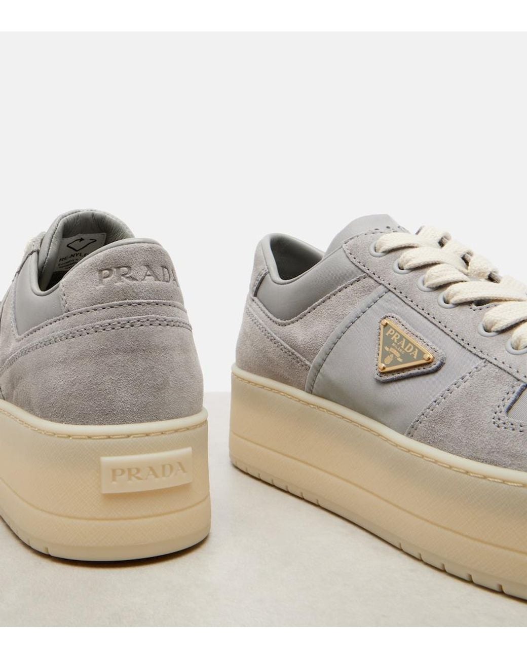 Prada White Downtown Re-Nylon Platform Sneakers