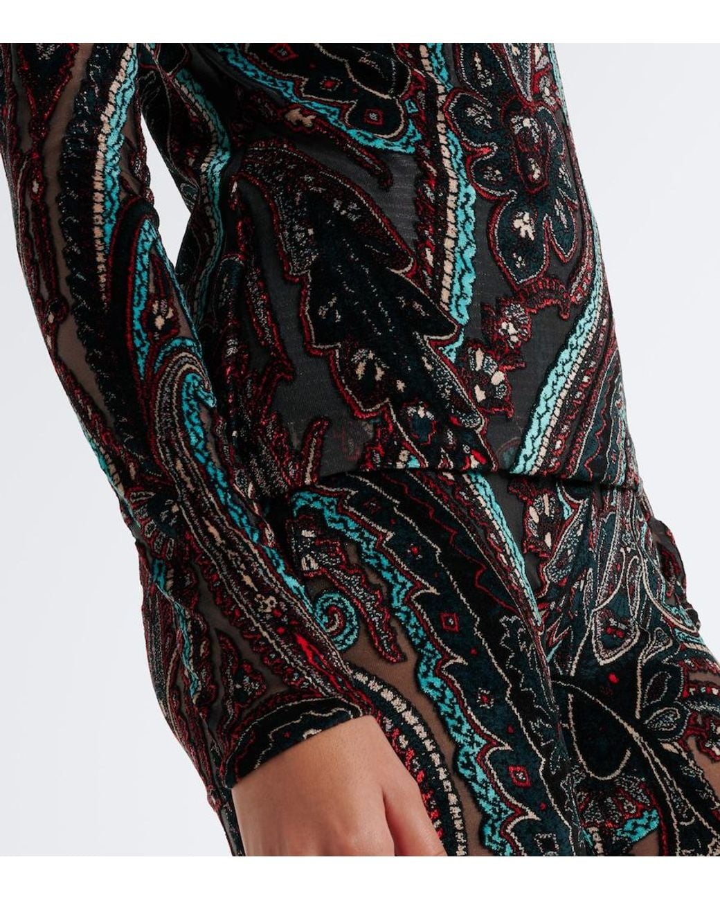 Etro Black Patch-Applique Paisley Top