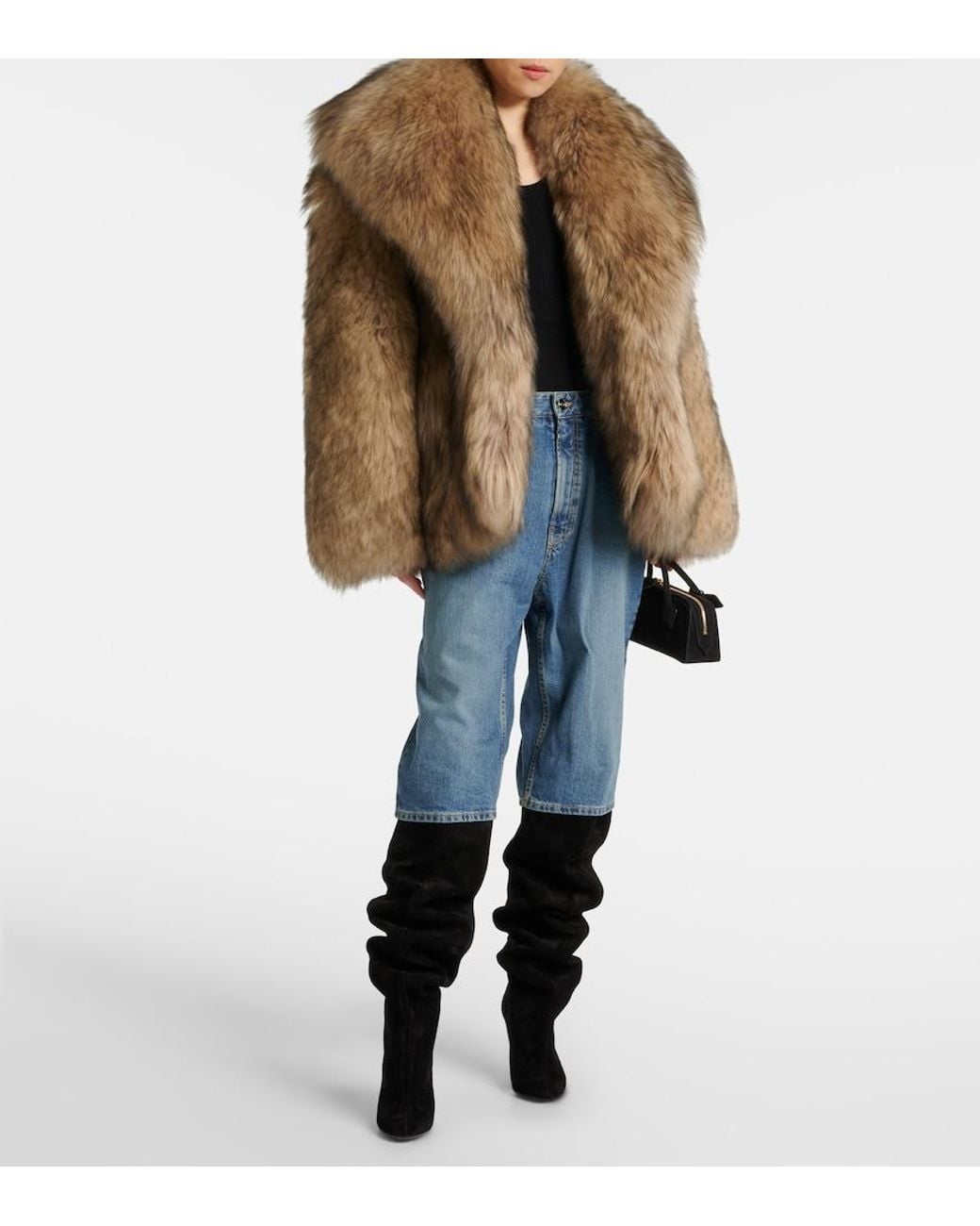 Alaïa Blue Cropped Barrel-Leg Jeans