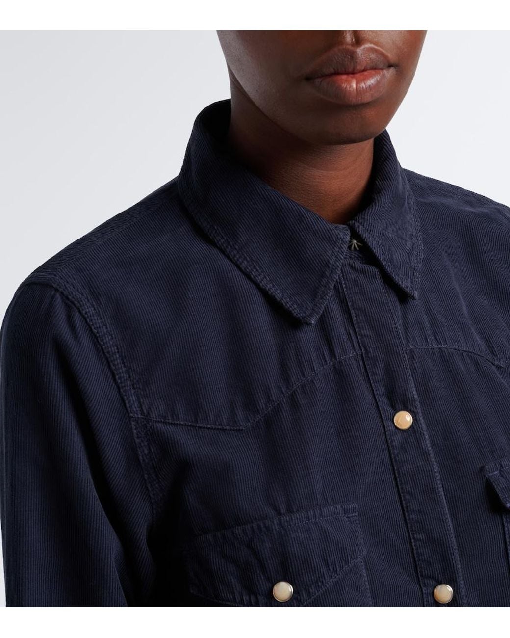 Nili Lotan Blue Travis Cotton Corduroy Shirt