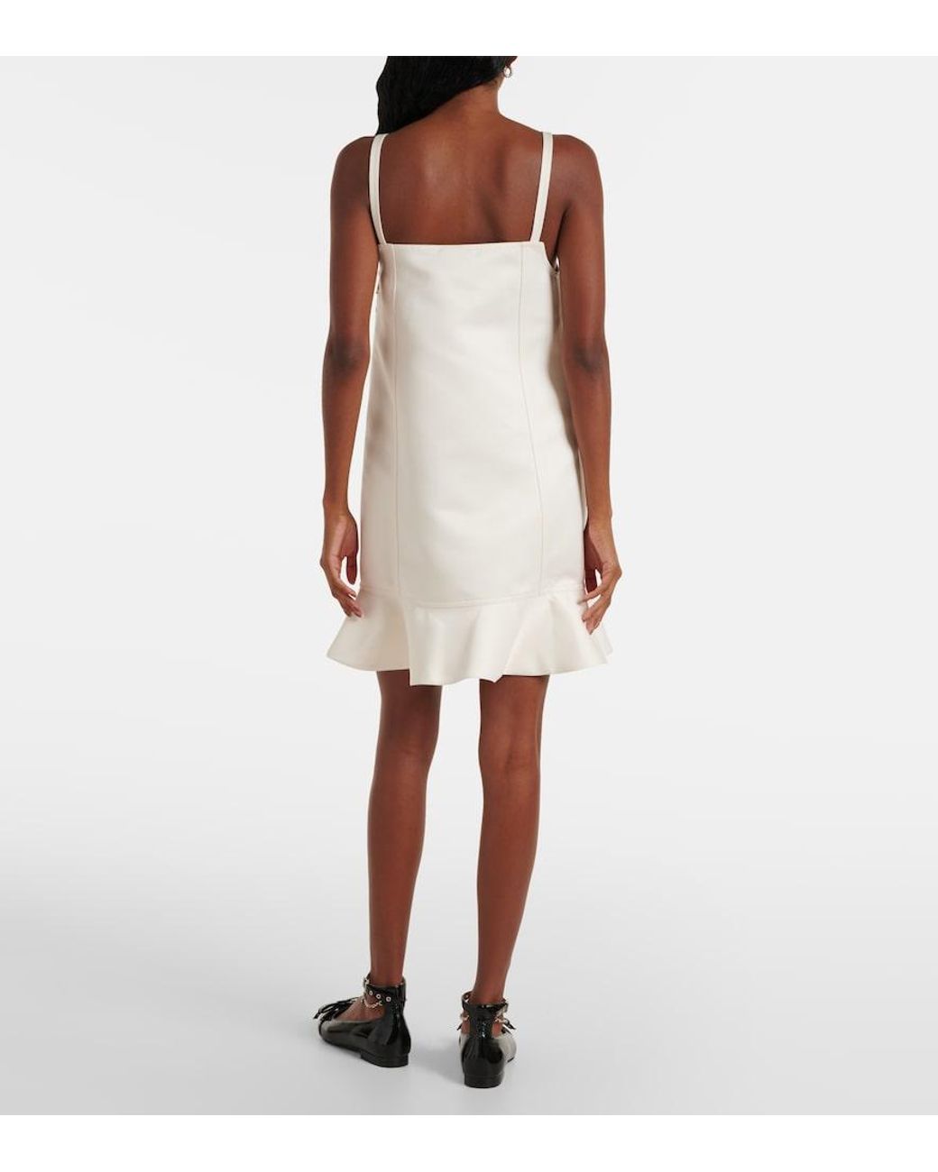 Ganni White Duchess Satin Minidress