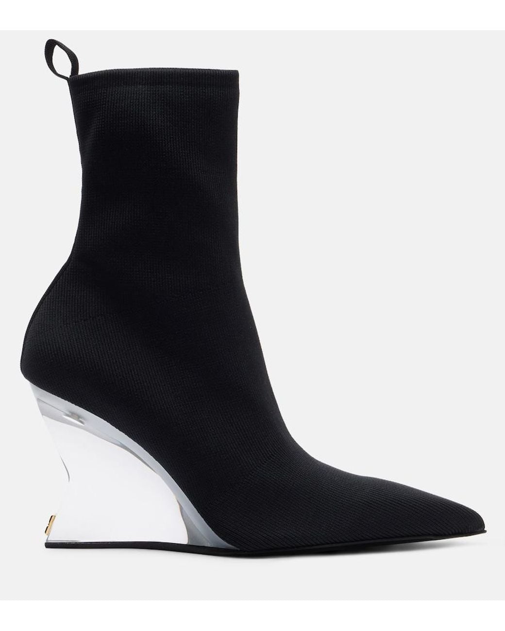 Balmain Black Knitted Wedge Ankle Boots