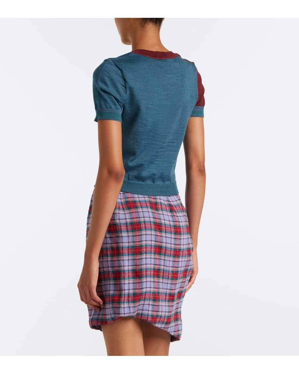 Vivienne Westwood Blue Argyle Wool And Cotton Sweater