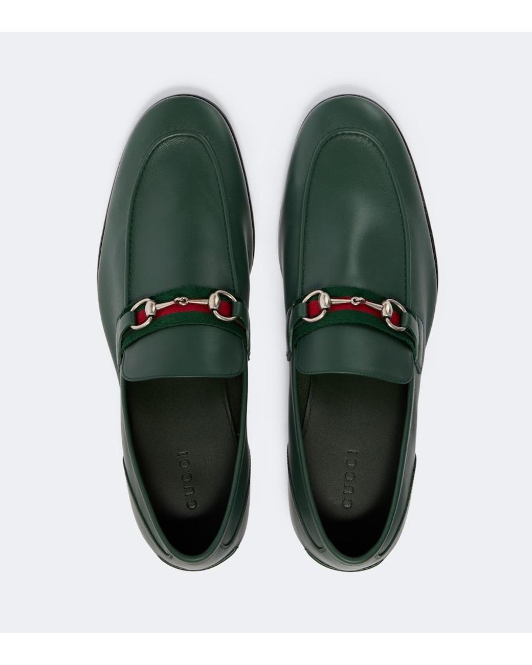 Gucci Green Como Horsebit Leather Loafers for men
