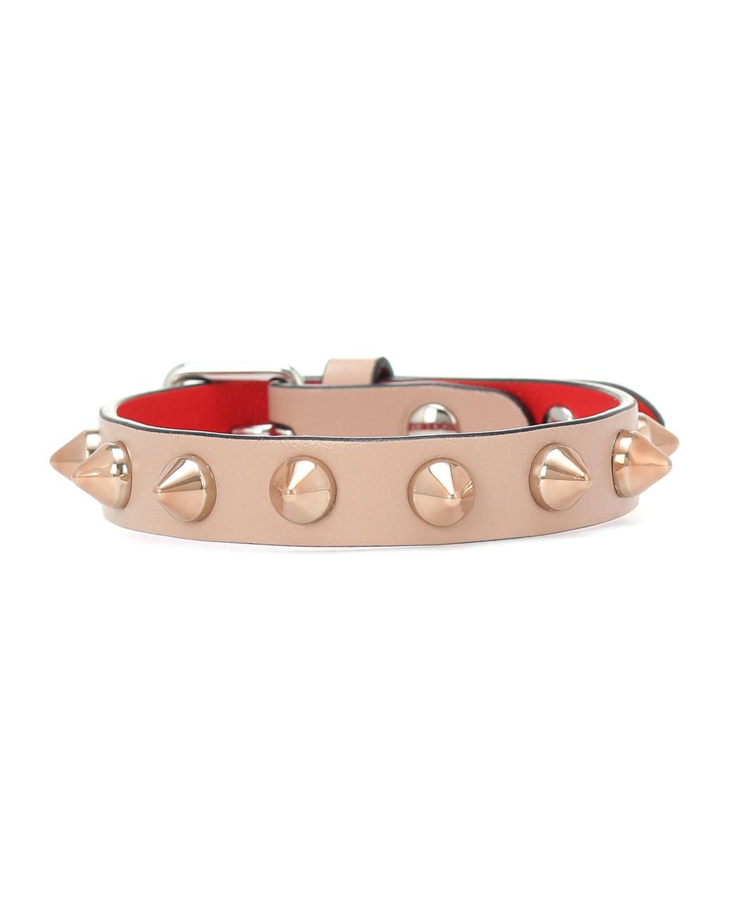 Christian Louboutin Loubilink Studded Leather Bracelet in Beige (Natural) - Lyst