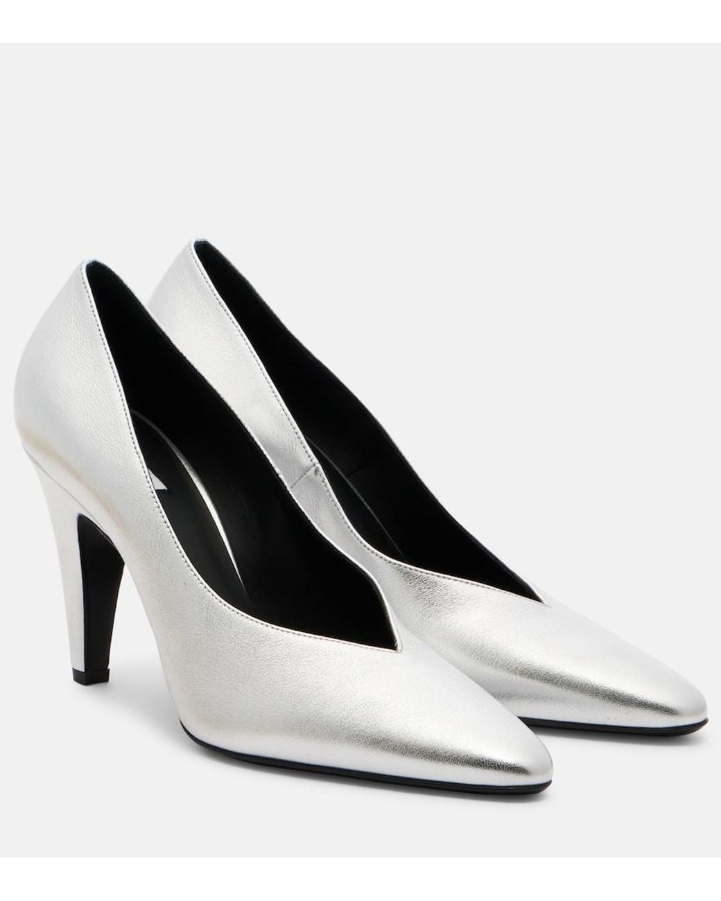 Alaïa White Metallic Leather Pumps