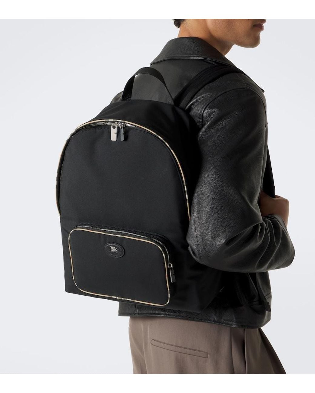 Burberry Black Check Backpack for men