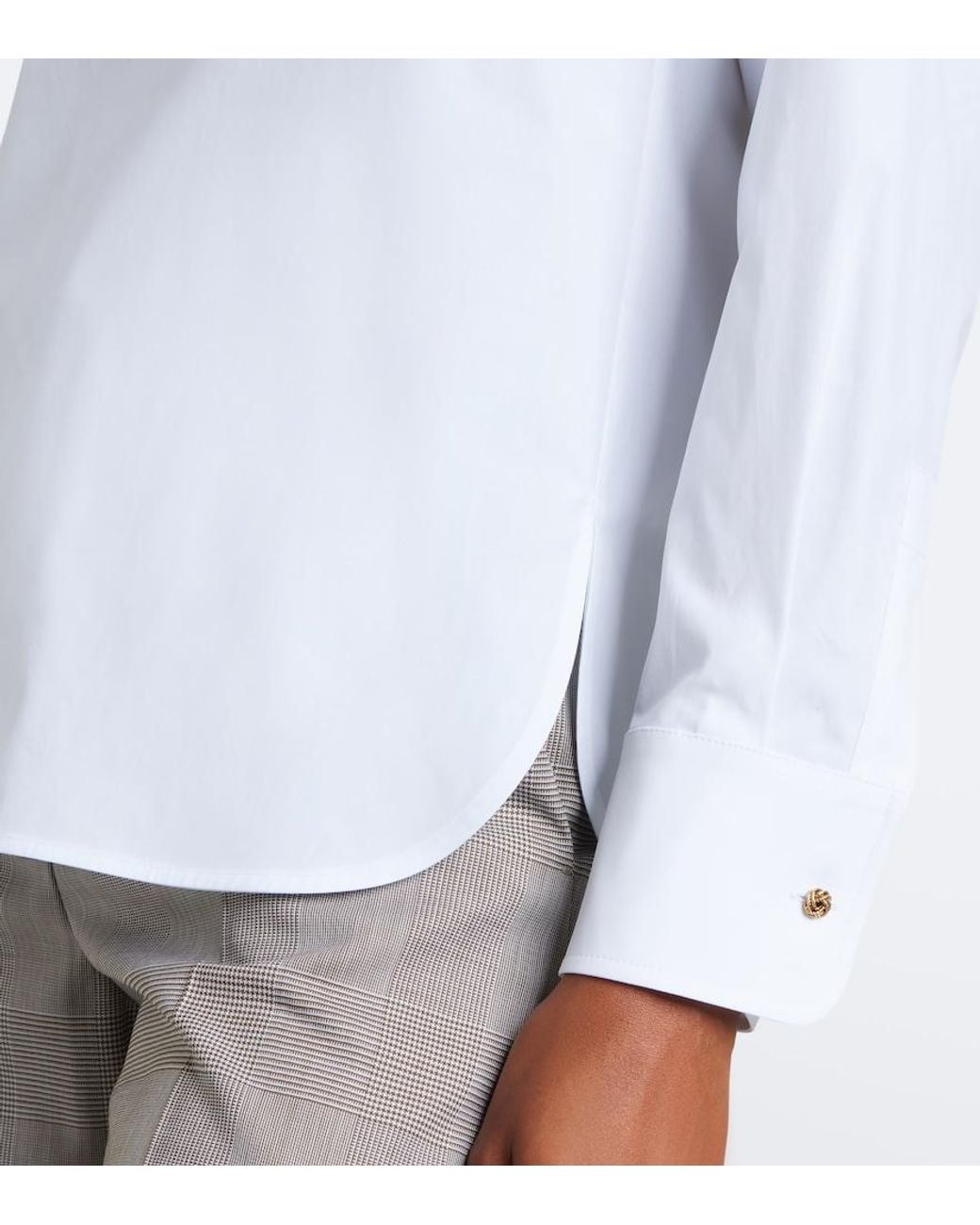 Max Mara White Cotton-Blend Poplin Shirt