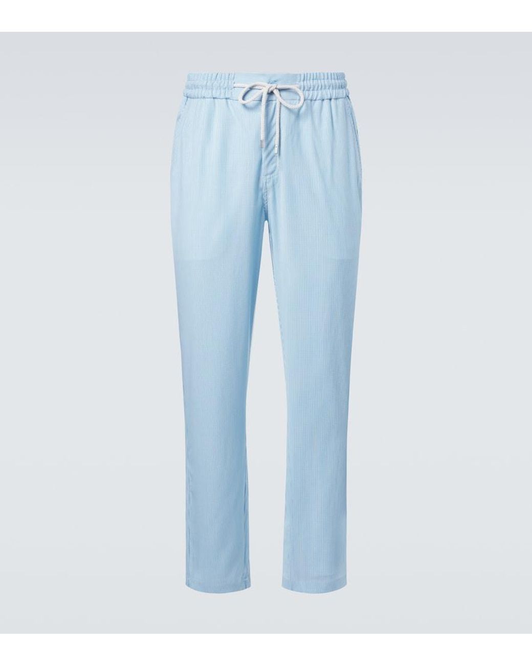 Vilebrequin Blue Parc Striped Wool-Blend Slim Pants for men