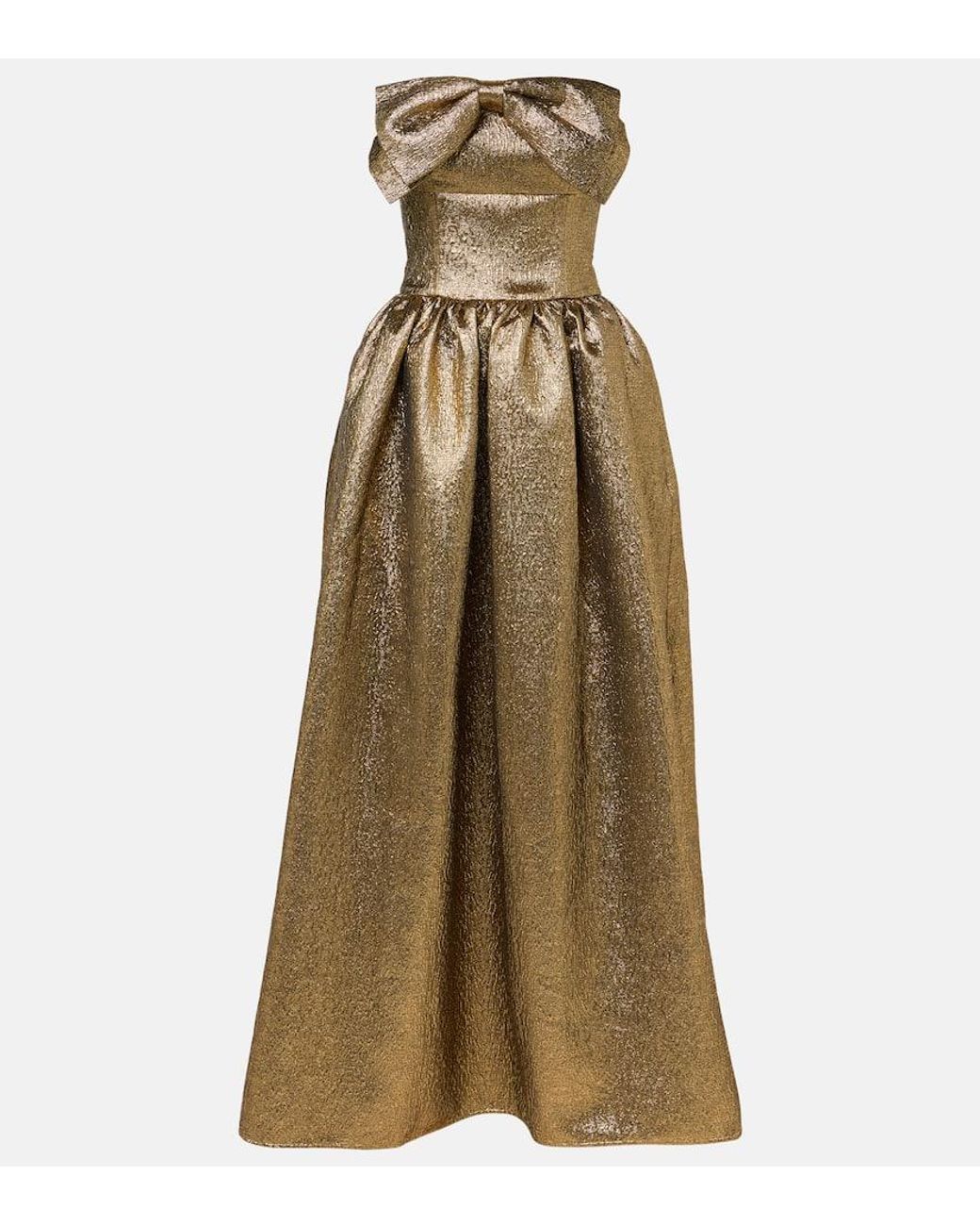 Self-Portrait Lame Jacquard Gown in Natural | Lyst