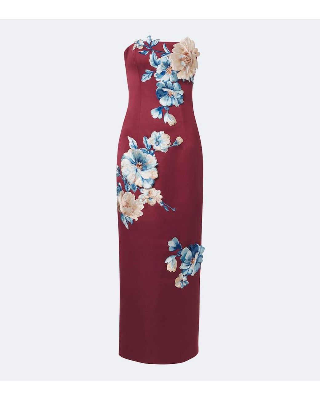 LEO LIN Red Rayna Floral-Applique Bustier Dress