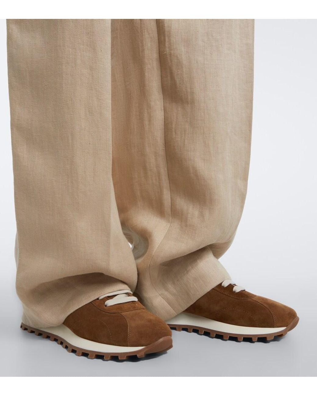 Brunello Cucinelli Brown Monili Shearling-Lined Suede Sneakers