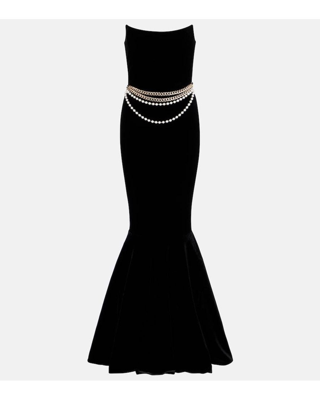 Self-Portrait Black Chain-Detail Corset Gown