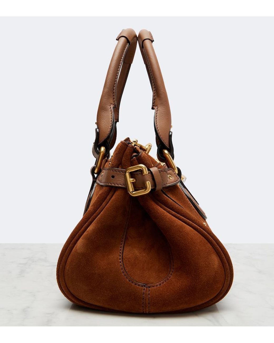 Chloé Brown Paddington Suede Shoulder Bag