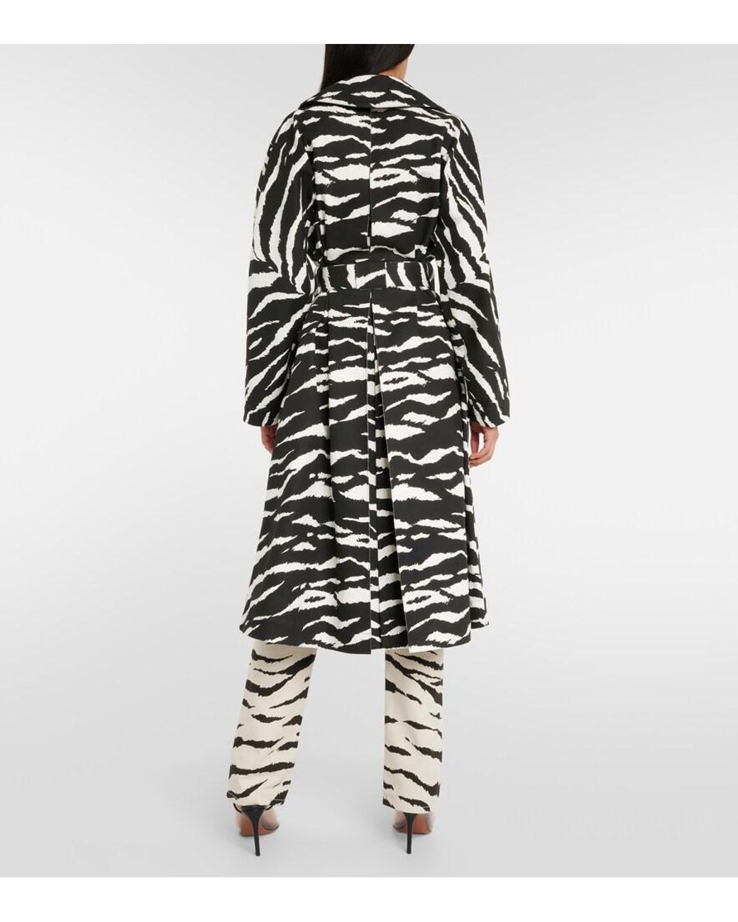 Trench De Denim Con Estampado De Cebra Alaïa de color Black