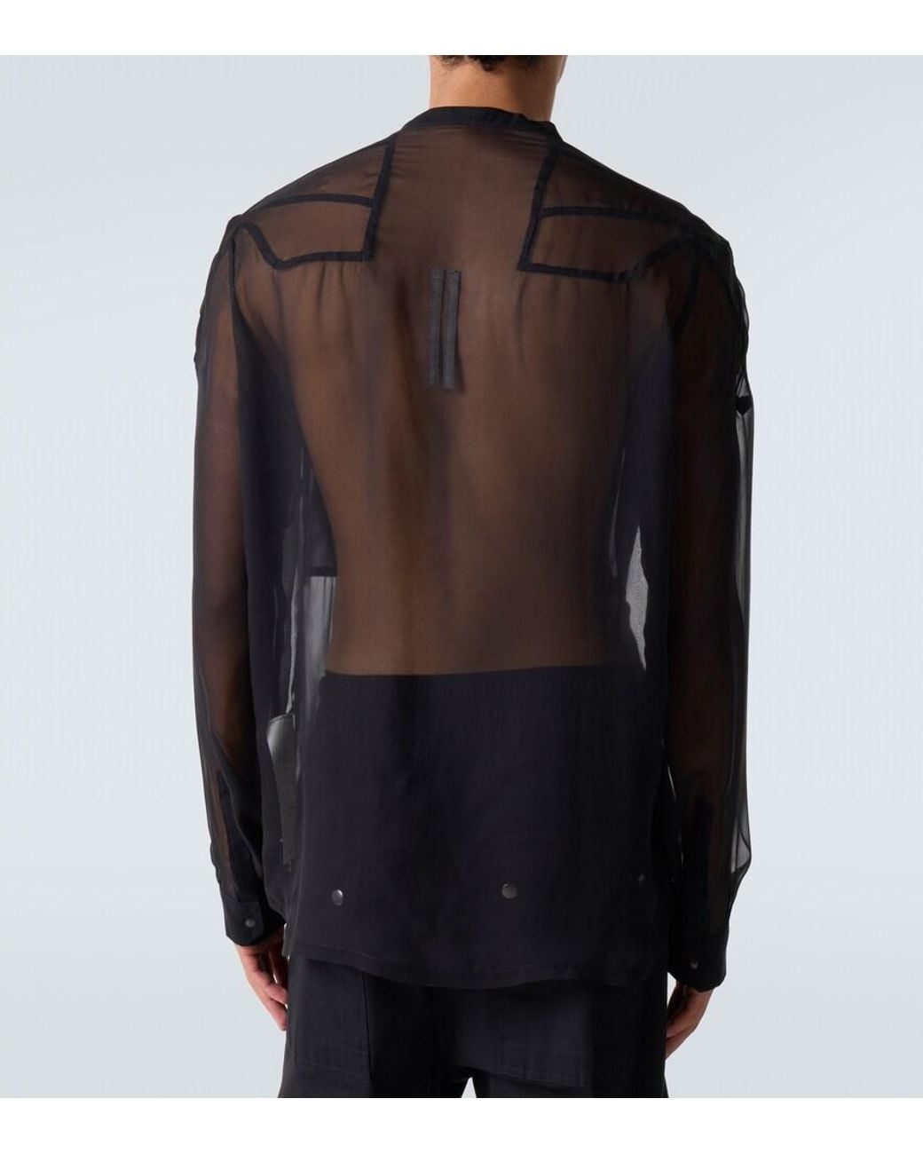 Rick Owens Black Sheer Silk Shirt for men