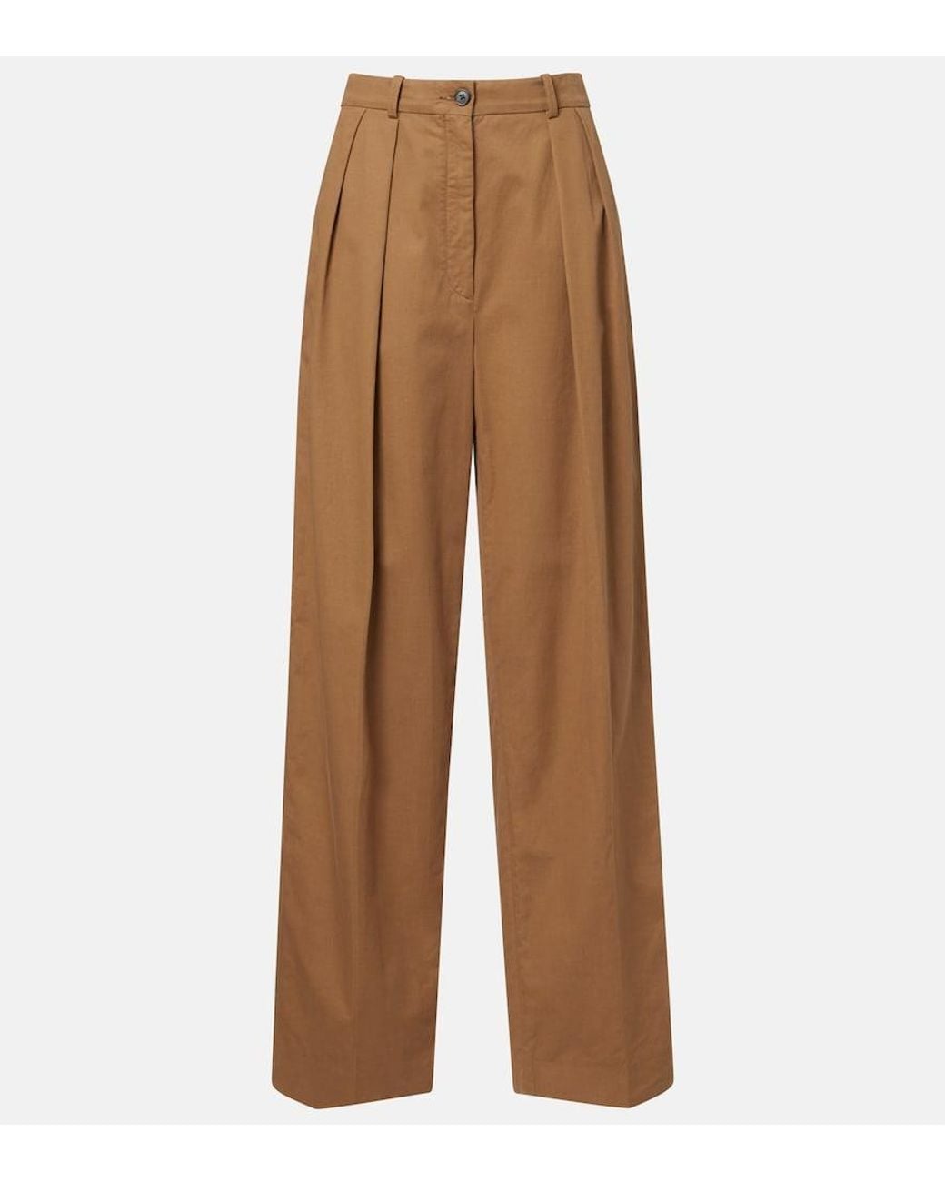 The Row Brown Igor Cotton And Cashmere Wide-Leg Pants