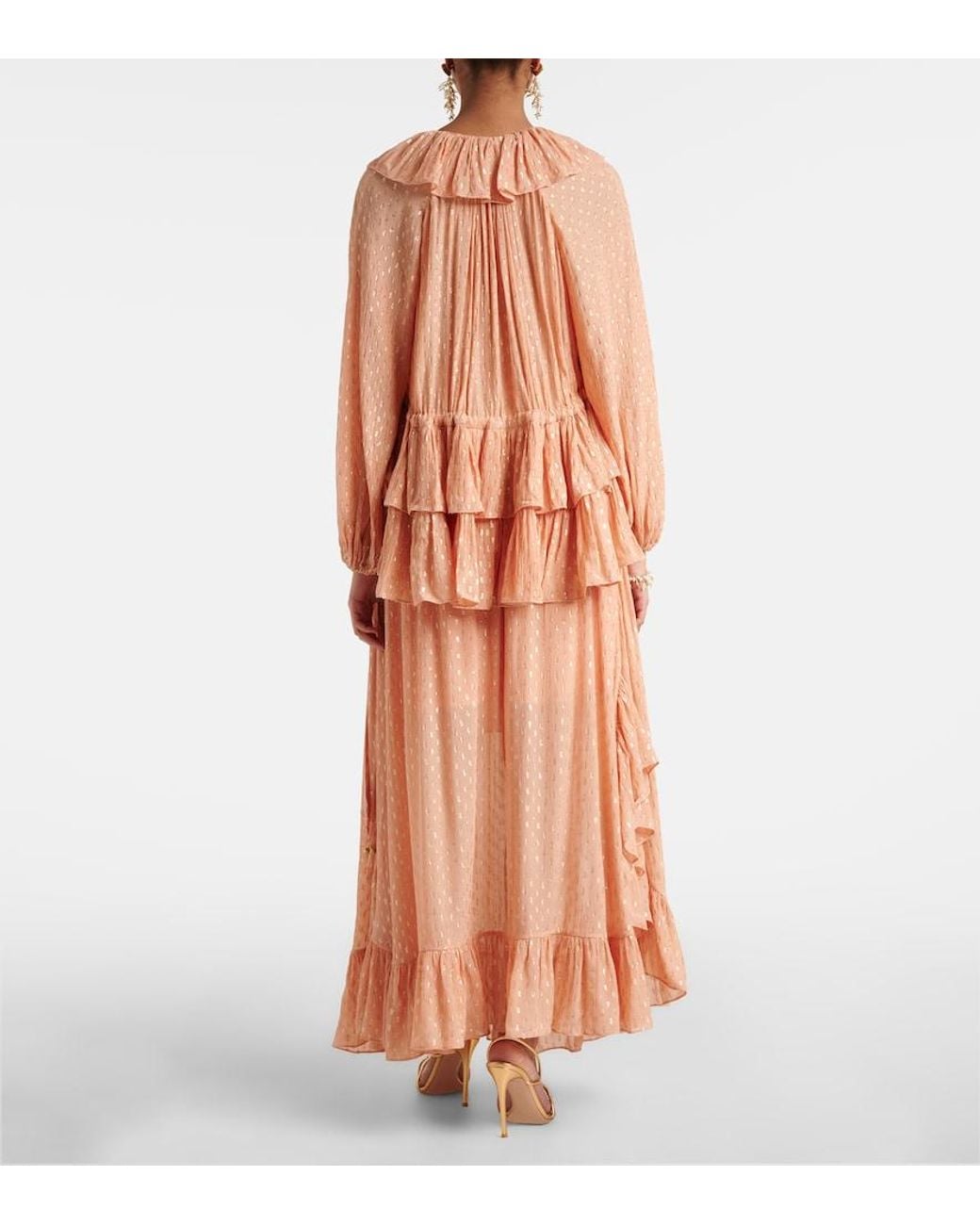 Zimmermann Orange Rhiannon Ruffled Blouse