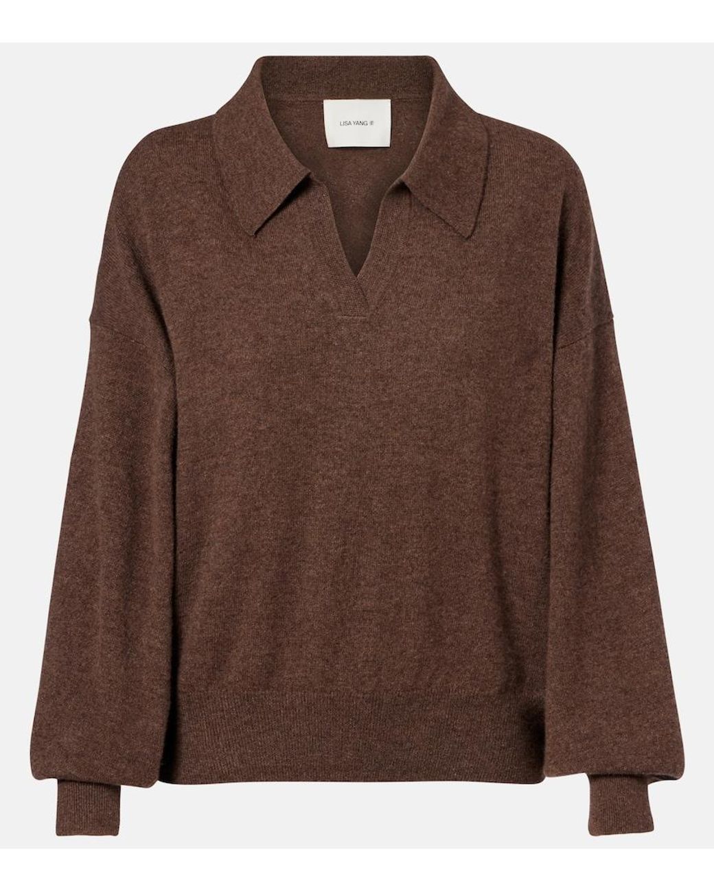 Lisa Yang Brown Katriel Cashmere Polo Sweater