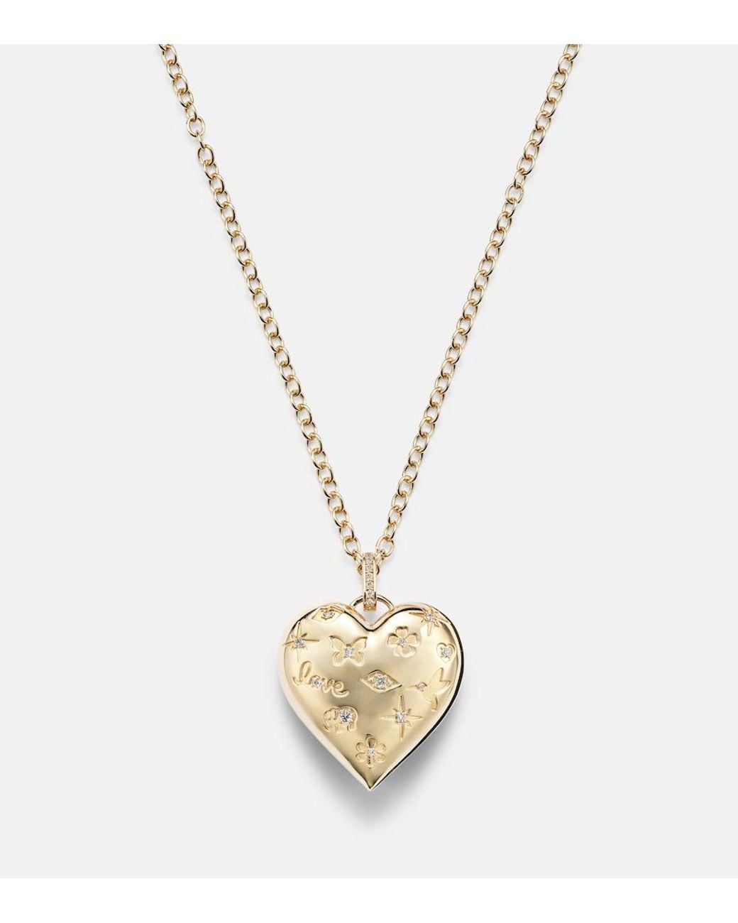 Sydney Evan White Puffy Icon Heart 14Kt Pendant With Diamonds
