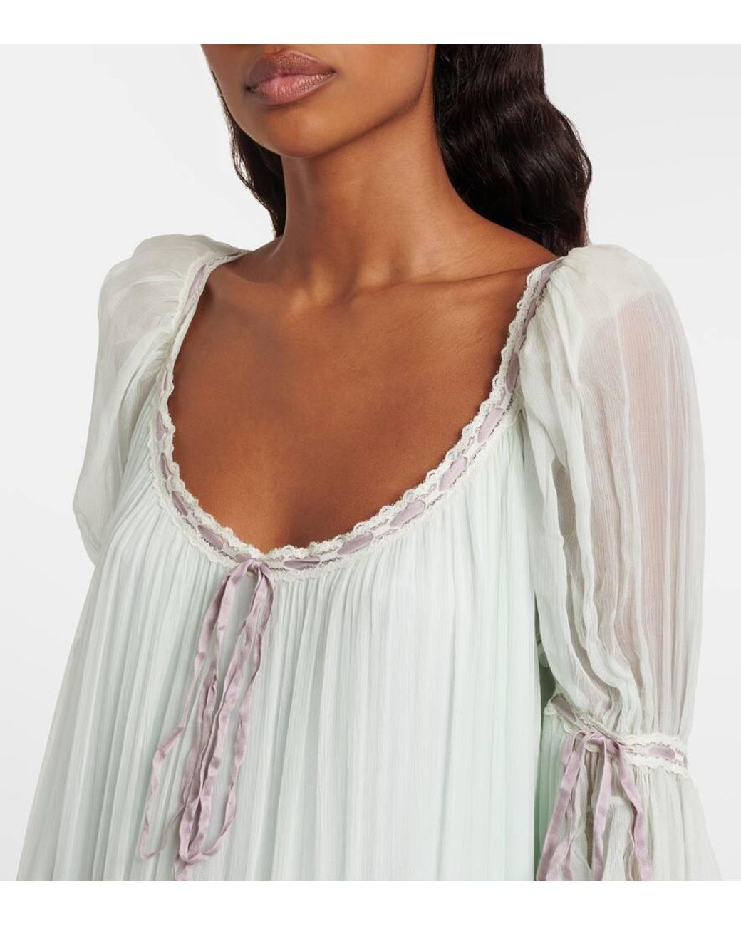 Chloé Ruffled Tiered Silk Muslin Gown in White | Lyst
