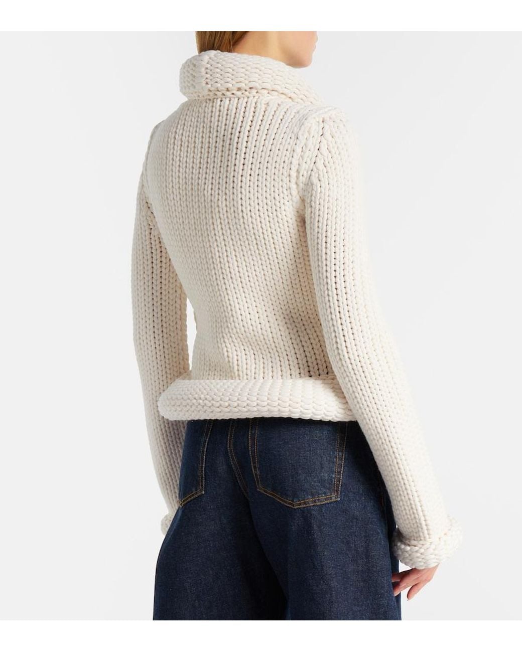 Alaïa White Padded Wool-Blend Cardigan