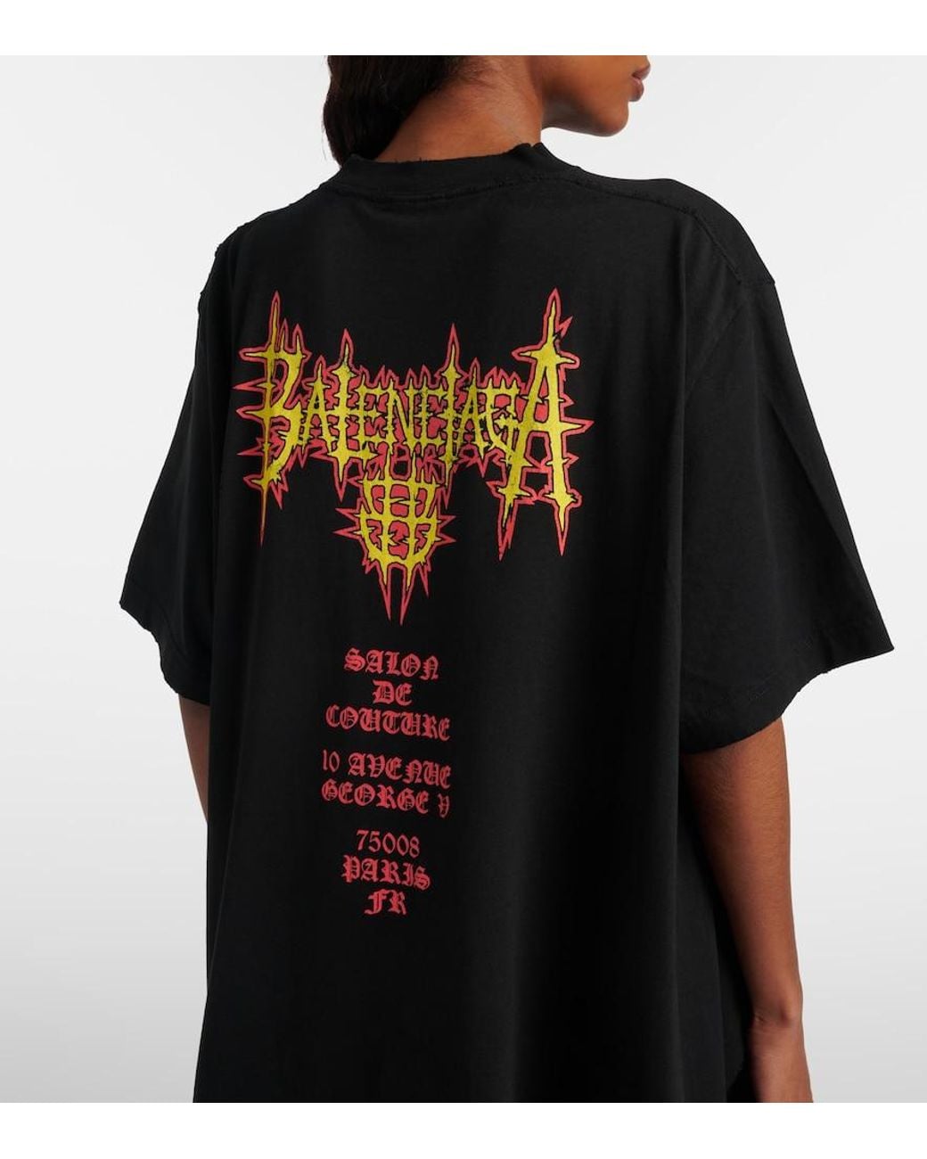Balenciaga Black Sacré Caur T-Shirt Mit Schleppe