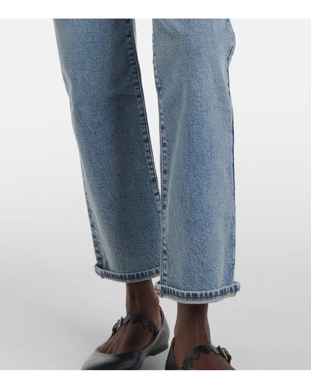 FRAME Blue The Borrowed Straight Jeans