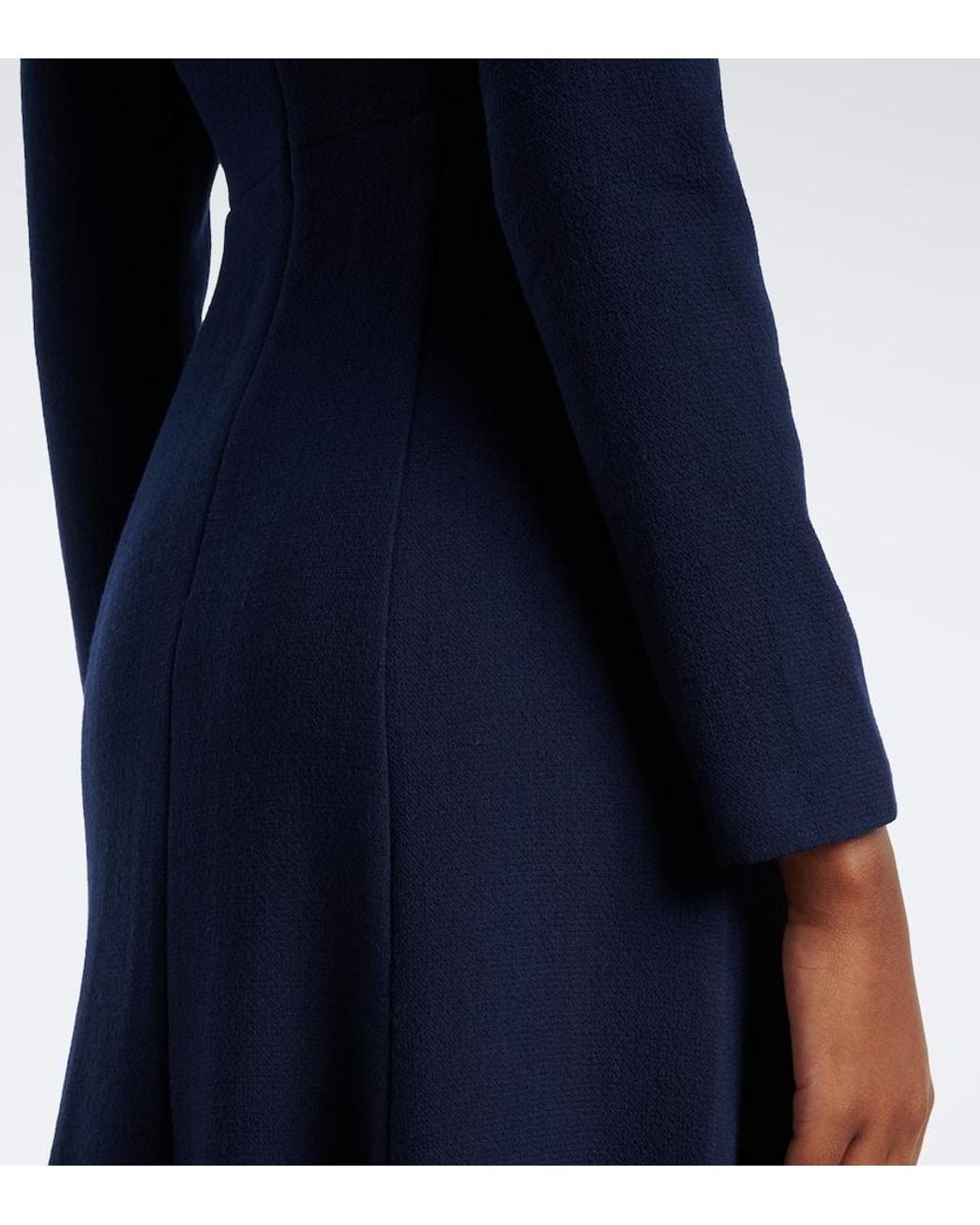 Roland Mouret Blue Bow-Detail Wool Crepe Cocktail Dress