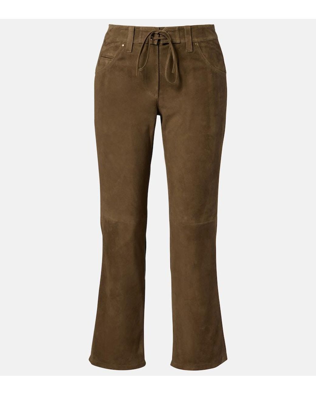 Isabel Marant Brown Suede Straight-Leg Pants