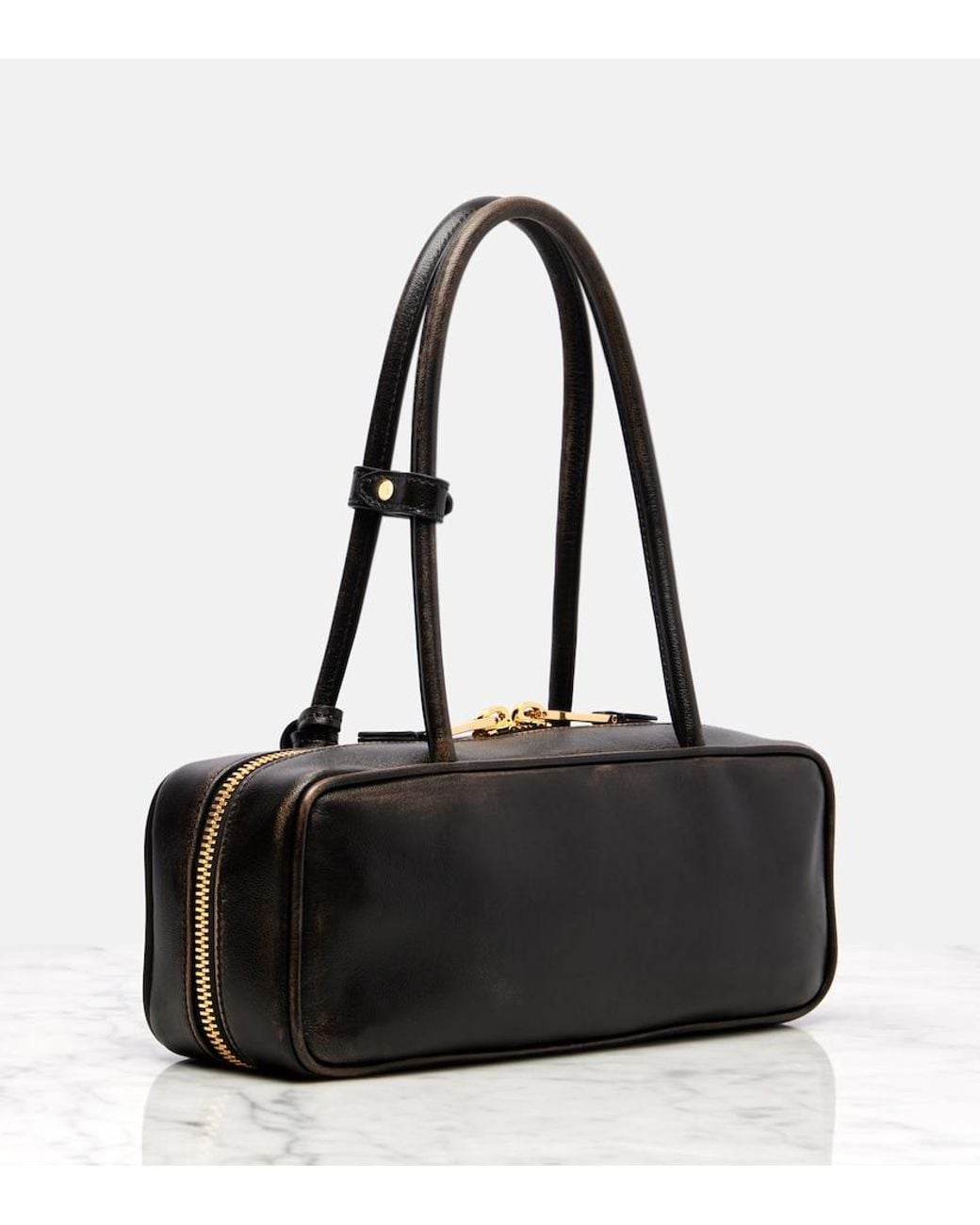 Miu Miu Black Beau Logo Leather Shoulder Bag