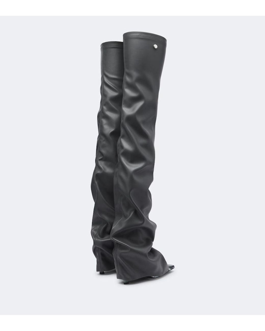 The Attico Black Robin Snake-Effect Over-The-Knee Boots
