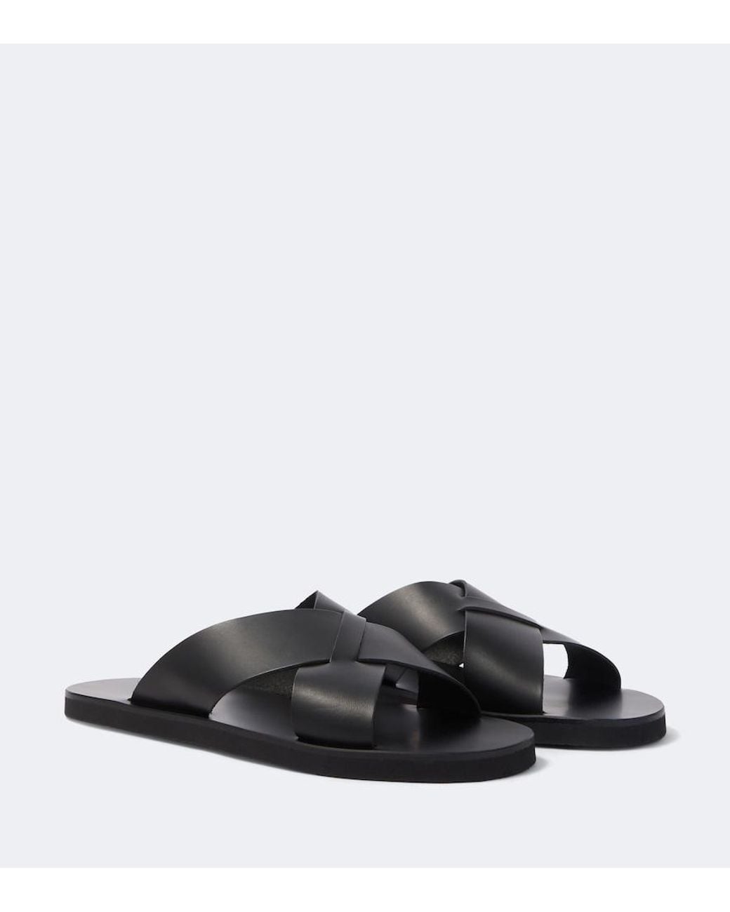 Ancient Greek Sandals Black Bios Leather Sandals for men