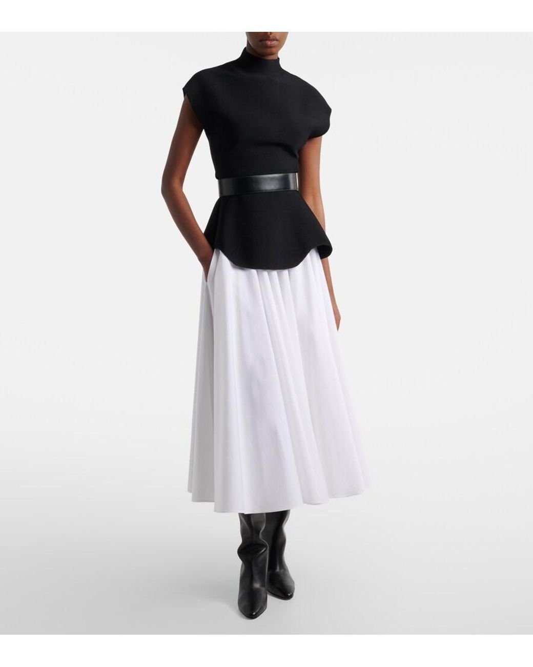 Herbert Levine Black Silhouette Leather Knee-High Boots