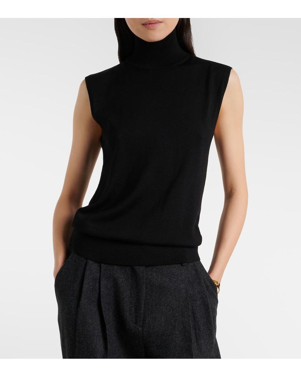 Totême Black Wool And Silk Sweater Vest