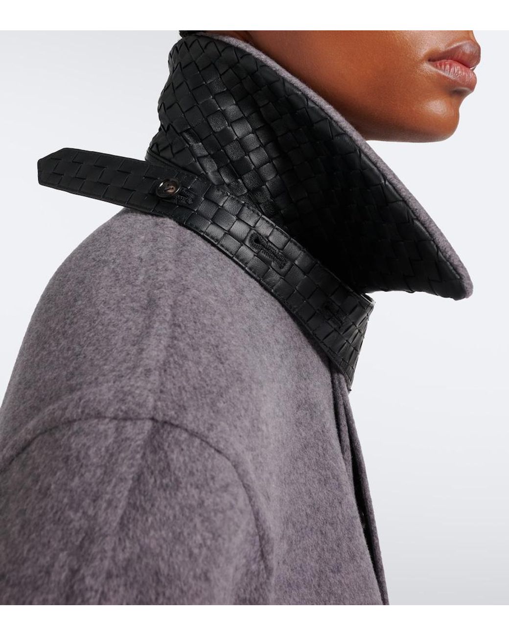 Bottega Veneta Gray Intrecciato Wool And Cashmere Cape
