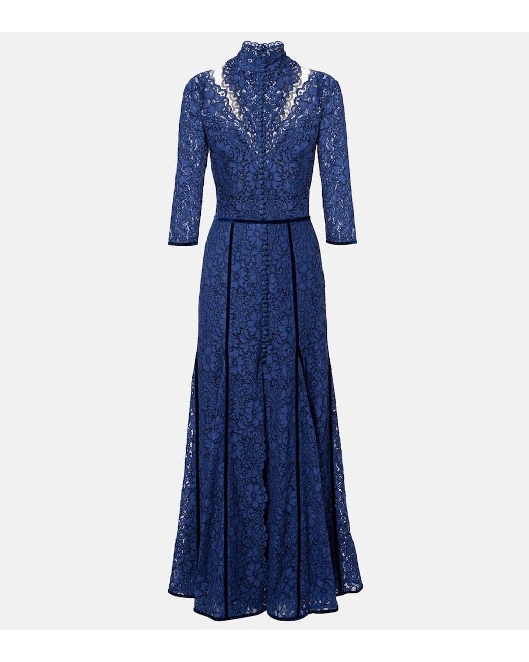 Costarellos Blue Lace Gown