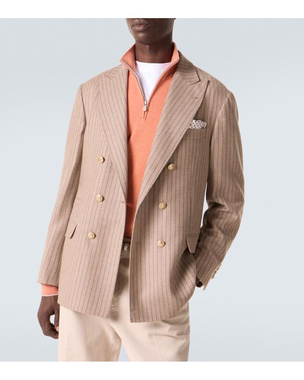 Brunello Cucinelli Orange Cashmere Sweater for men